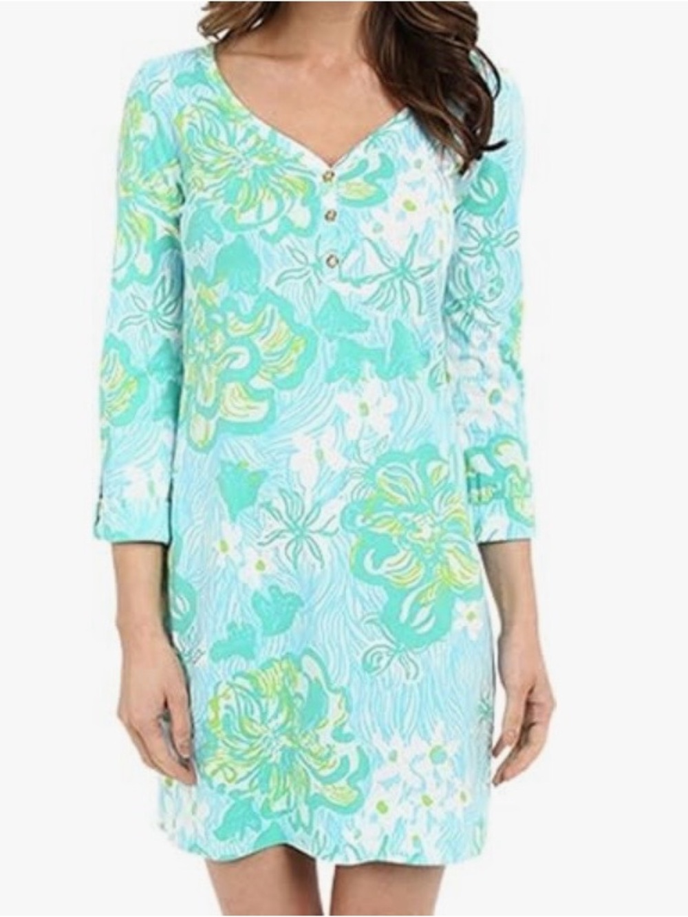 Lilly Pulitzer Palmetto Dress Blue Green Floral Size M